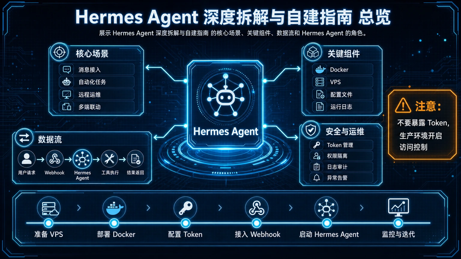 Hermes Agent 深度拆解与自建指南 总览图